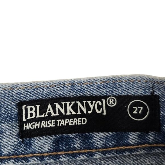 Blanknyc Jeans Womens 27 Blue High Rise Tapered Lace Up Raw Hem Denim Boho - Picture 6 of 14